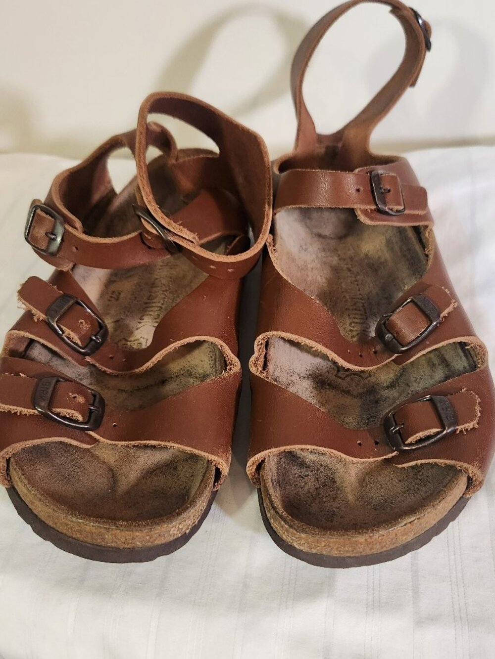 Discontinued Vintage Birkenstock Leather Gladiator Ankle Wrap Sandals Brown EU37